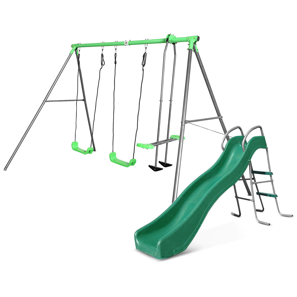 Hurley 2 Metal Swing Set with Slide