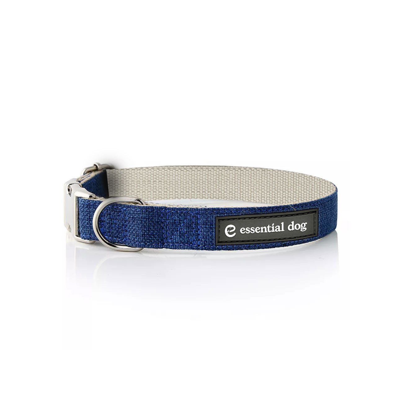 Natural Hemp & Cotton Dog Collar (Ink Blue)