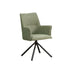 Dining Chair Green Linen Fabric Upholstered Seat Powder Coated Iron Legs