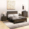 4 Pieces Bedroom Suite in Solid Wood Veneered Acacia Construction Timber Slat Double Size Chocolate Colour Bed, Bedside Table & Tallboy