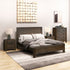 4 Pieces Bedroom Suite in Solid Wood Veneered Acacia Construction Timber Slat Double Size Chocolate Colour Bed, Bedside Table & Tallboy