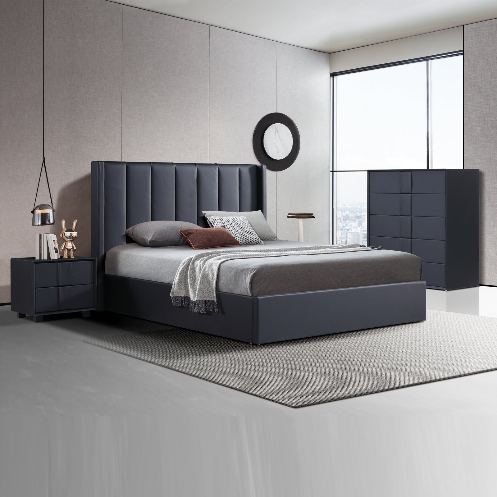 Prado 4pc Fabric Gas Lift Queen Bedroom Suite