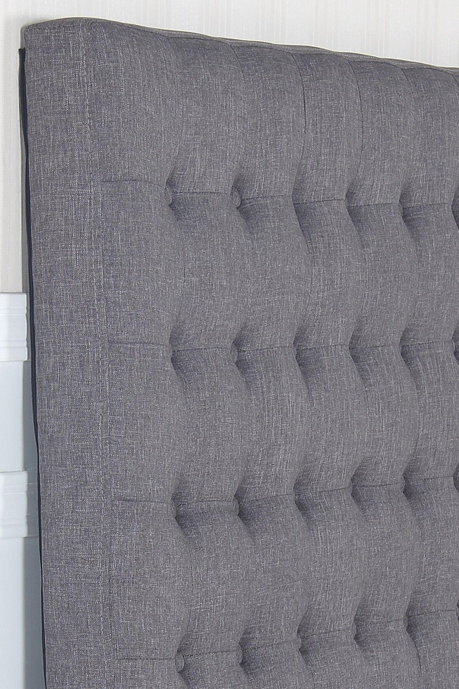 Bed Head Double Charcoal Headboard Upholstery Fabric Tufted Buttons