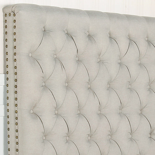 Bed Head Double Size French Provincial Headboard Upholsterd Fabric Beige