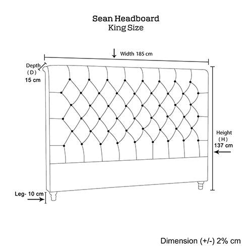 Bed Head King Size French Provincial Headboard Upholsterd Fabric Charcoal