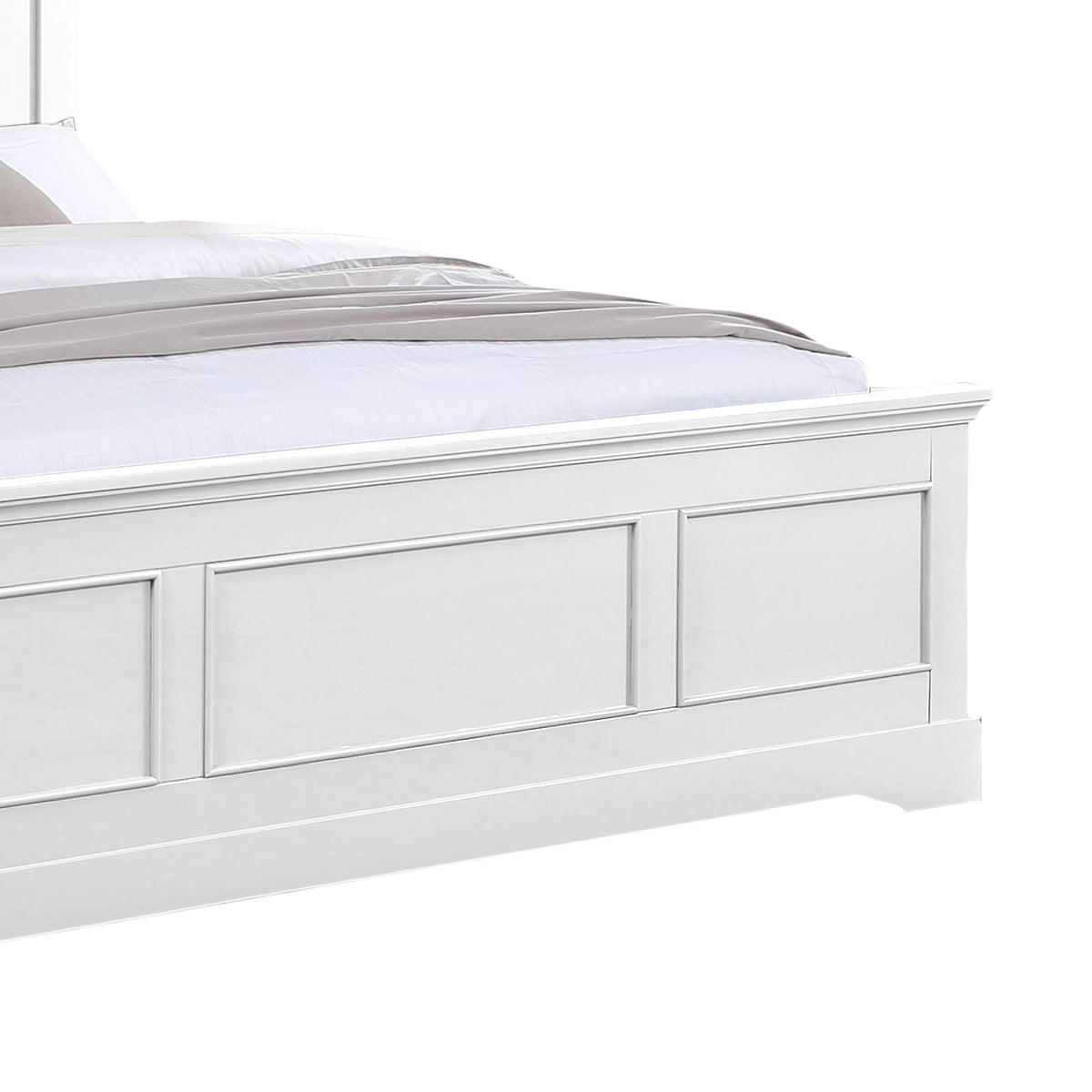 King Bed Frame in Solid Wood with Slats Support in White colour