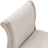 Oak Wood Linen Fabric Beige White Washed Finish Bench Chair