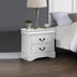 Bedside Table White Colour With 2 Drawers Night Stand Solid Wood Metal Handles