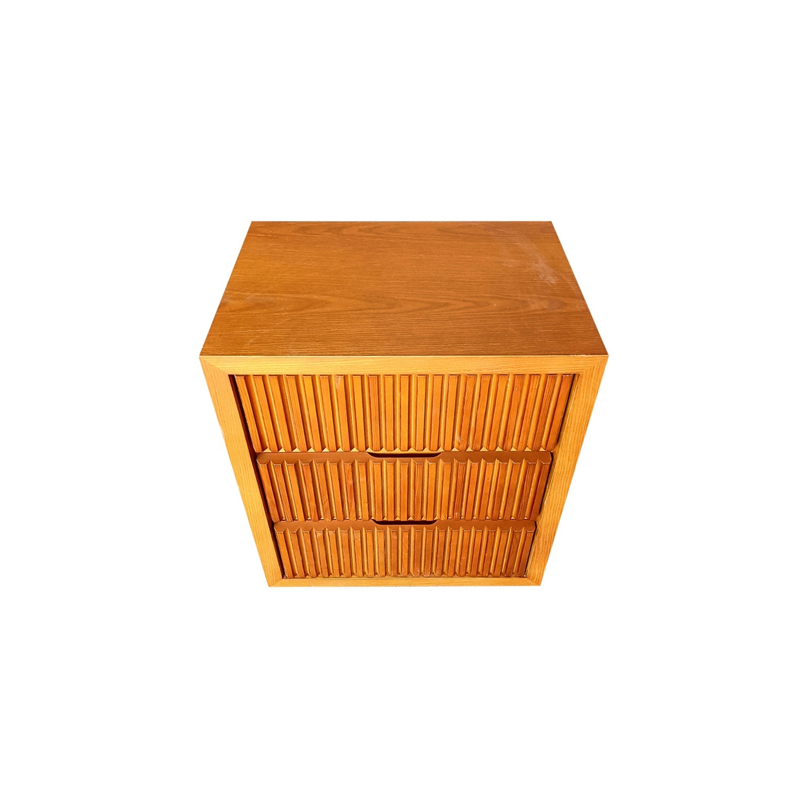 Bedside Table MDF Brown Colour Waveform Design Three Drawers