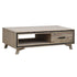 Coffee Table Solid Wood Acacia & Veneer Frame 2 Drawers Storage Sliver Brush Colour
