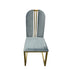2X Dining Chair Stainless Gold Frame & Seat Blue Fabric