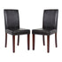 2x Wooden Frame Brown Leatherette Dining Chairs with Solid Pine Legs
