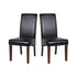 2x Wooden Frame Black Leatherette Dining Chairs with Solid Pine Legs