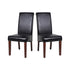 2x Wooden Frame Black Leatherette Dining Chairs with Solid Pine Legs