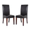 2x Wooden Frame Brown Leatherette Dining Chairs with Solid Pine Legs