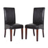 2x Wooden Frame Brown Leatherette Dining Chairs with Solid Pine Legs