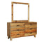 Dresser with 6 Storage Drawers in Solid Acacia With Mirror in Vintage Light Brown Colour