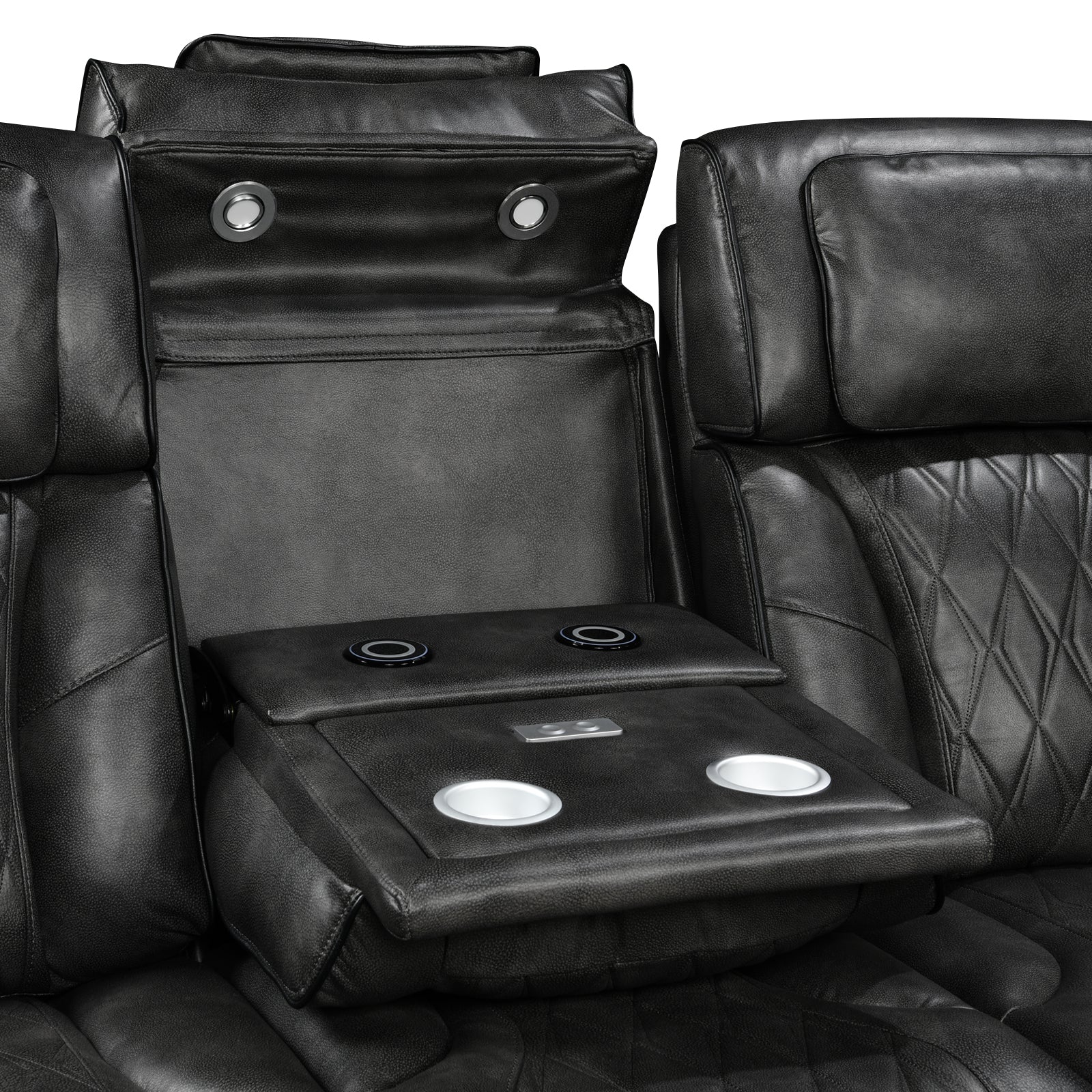 2 Seater Electric Air Leather Dark Grey Recliner