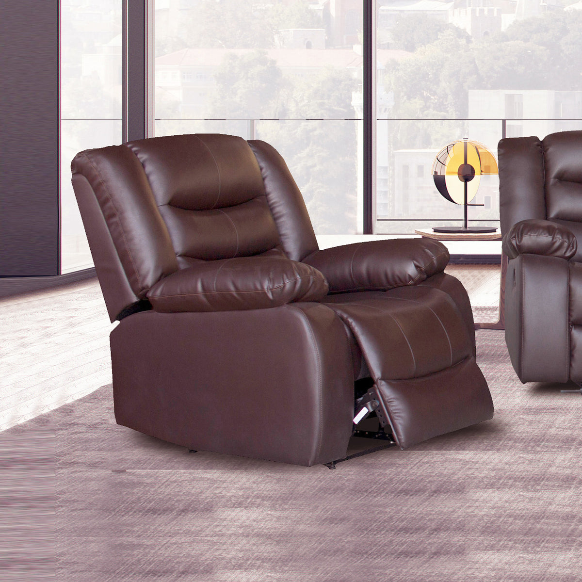 Fantasy Single Seater Recliner Chair Brown PU Faux Leather Lounge Armchair Sofa