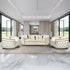 3-1-1 Seater Sofa Set Beige Velvet Fabric Solid Wood construction Gold Stainless Steel Trim