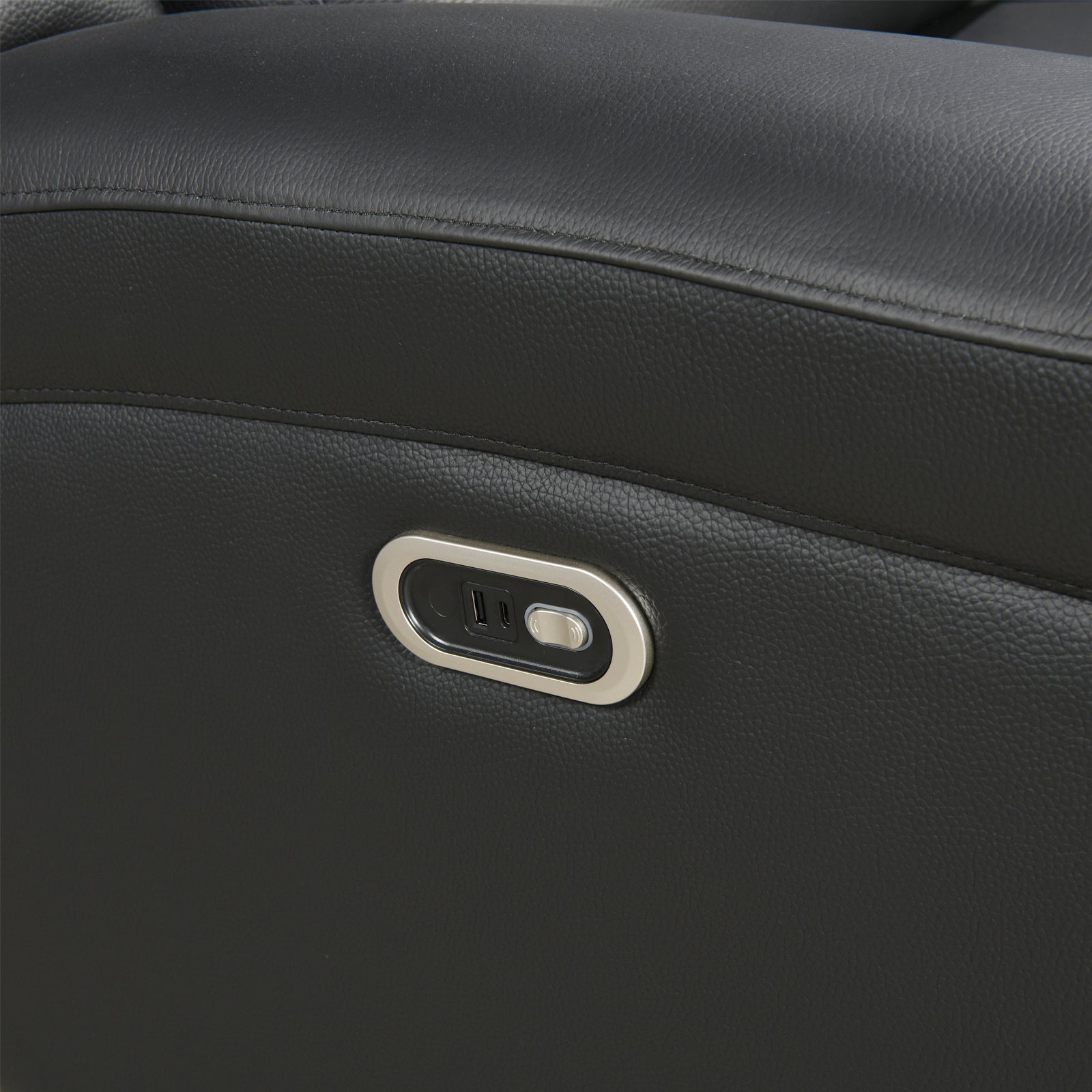 3-2 Seater Electric Leather/PVC Black Recliner Set