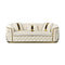 Duke 3‑Seater Sofa – Beige Velvet, Half‑Moon Design, Gold Stainless Trim
