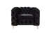 Single Seater Black Sofa Classic Armchair Button Tufted in Velvet Fabric with Metal Legs