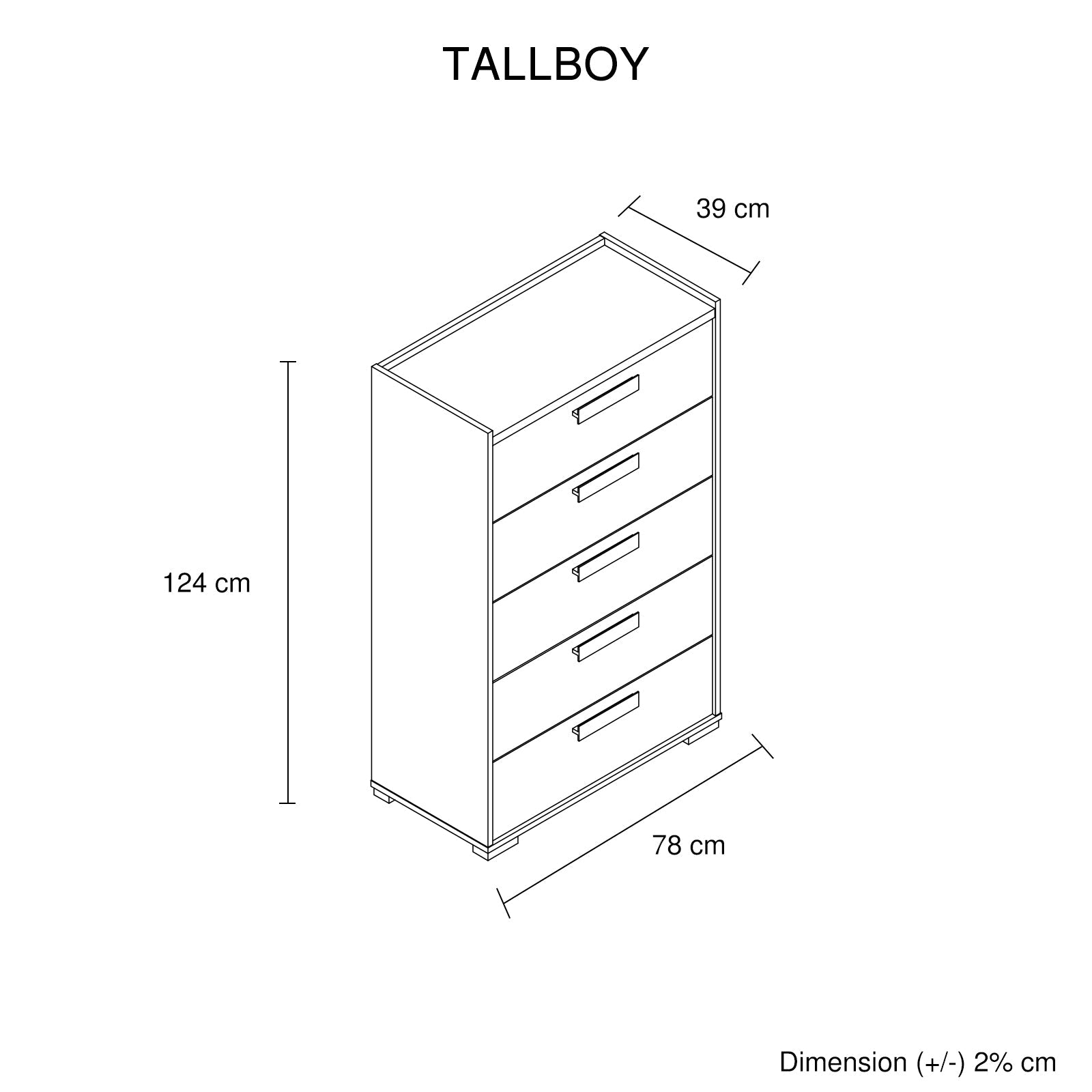 Dressing Chest With 6 Storage Drawers MDF Mirror Combination of Black & Cement Colour
