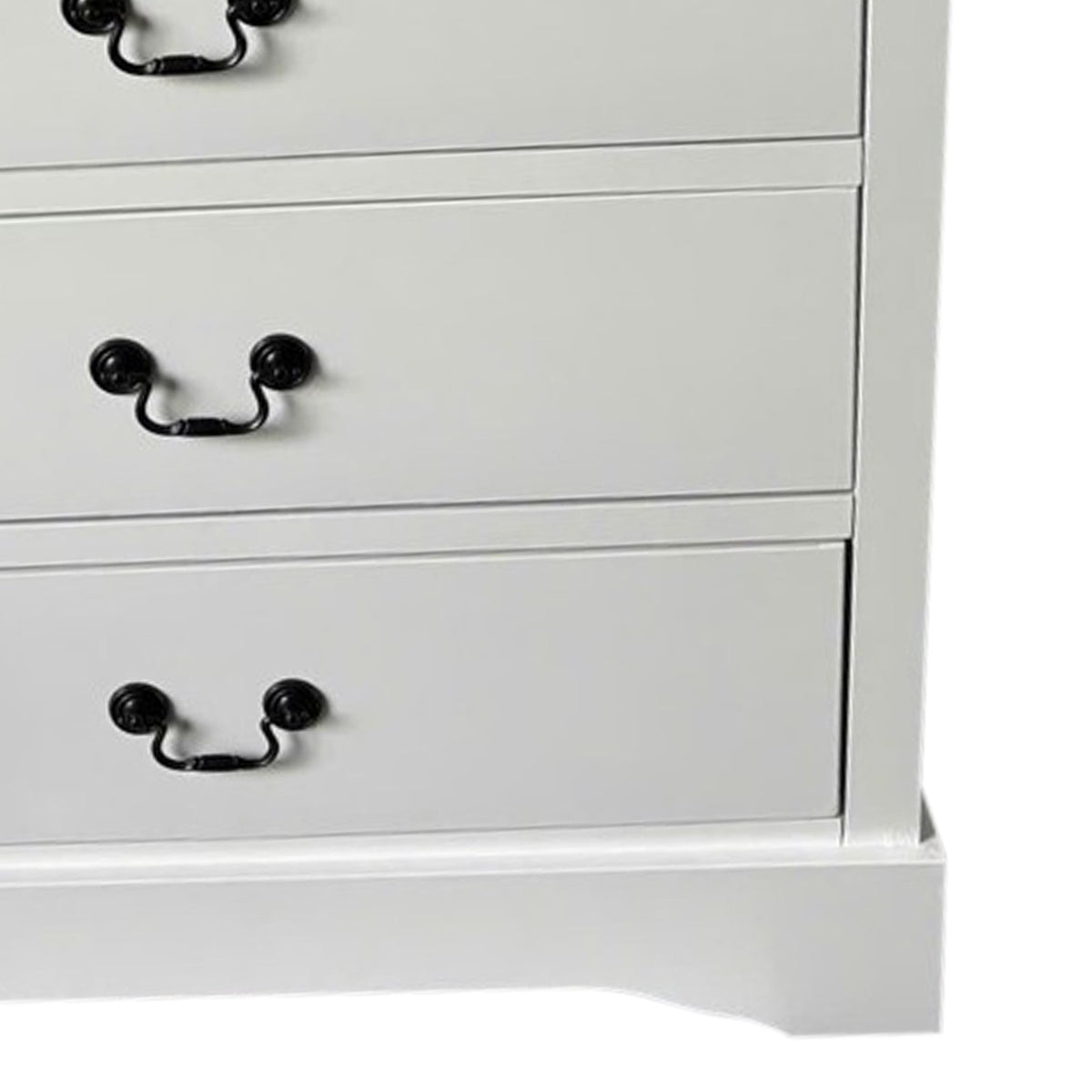 Tallboy with 5 Storage Drawers in Solid Wooden Metal Handles White Colour