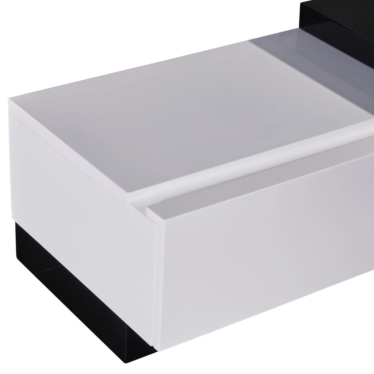 220cm High Gloss TV Cabinet Black & White Entertainment Unit 2 Drawers Assembled