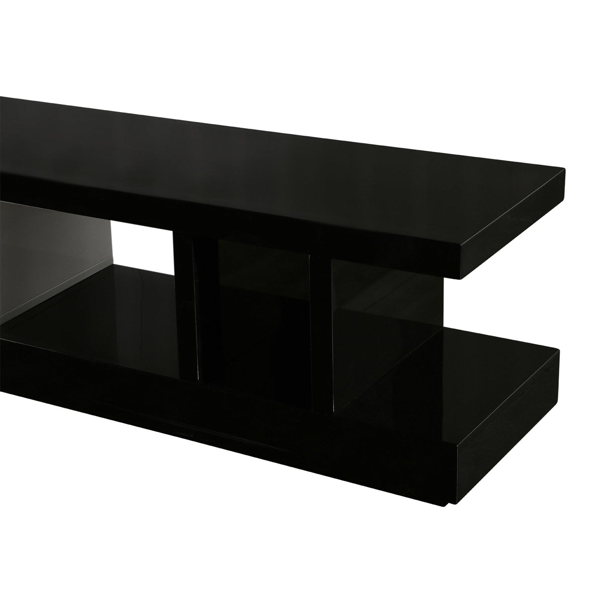 220cm High Gloss TV Cabinet Black & White Entertainment Unit 2 Drawers Assembled