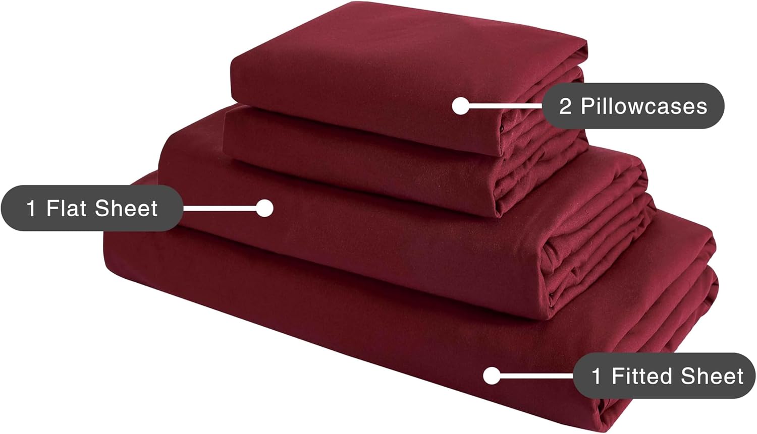 Vintage Washed Microfibre Sheet Set (Burgundy, Single)
