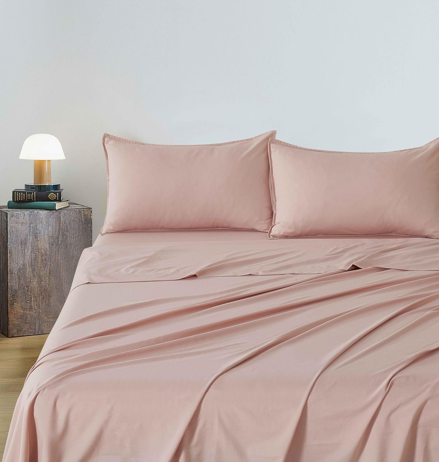 Vintage Washed Microfibre Sheet Set (Pink, Single)