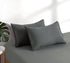 100% Vintage Washed Microfibre Fitted Sheet Set – Ultra Soft & Lightweight All-Season Fitted Sheet with 2 Pillowcases (Grey, Double Size)