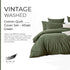 100% 3Pcs Cotton Vintage Washed Bed Quilt Cover Set - Khaki Green - Queen Size