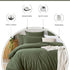 100% 3Pcs Cotton Vintage Washed Bed Quilt Cover Set - Khaki Green - Queen Size