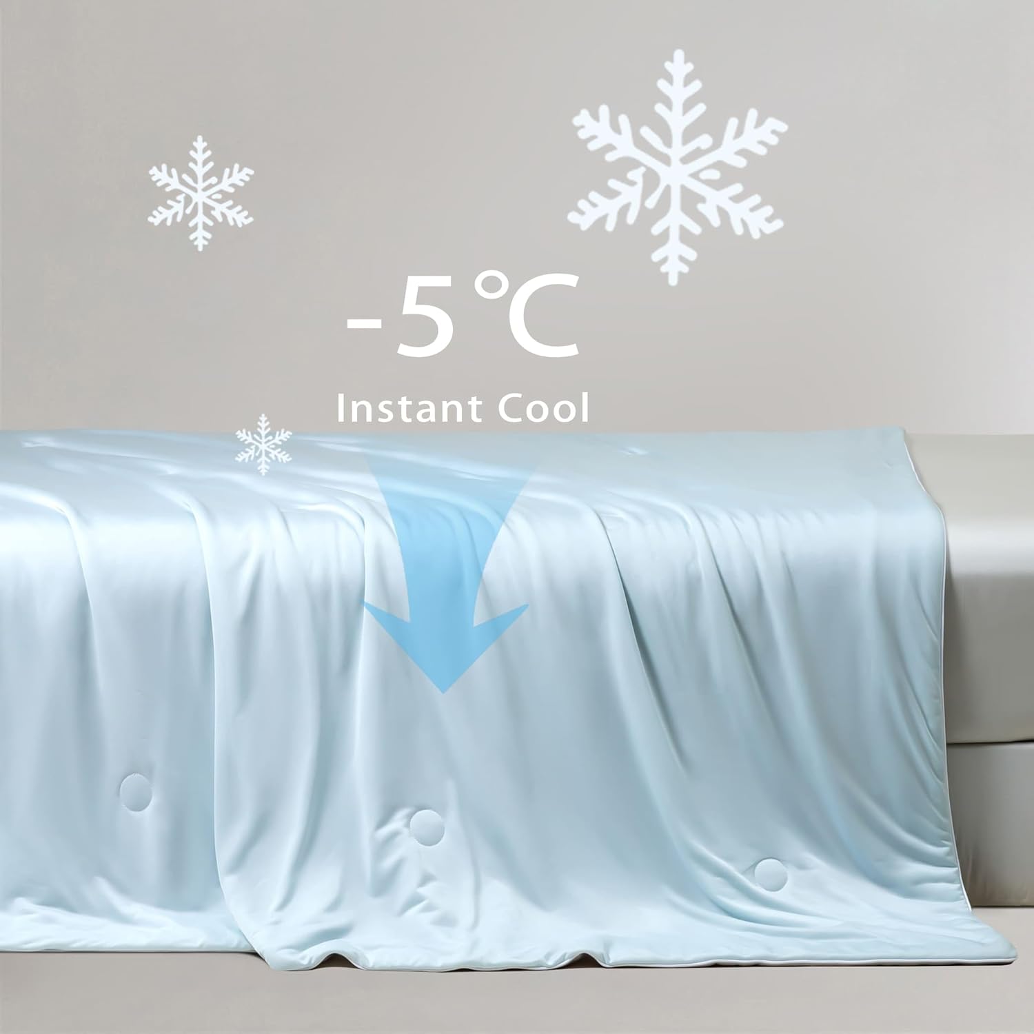 Ice Cooling Reversible Summer Comforter Blanket (Blue and Grey, Queen/King)