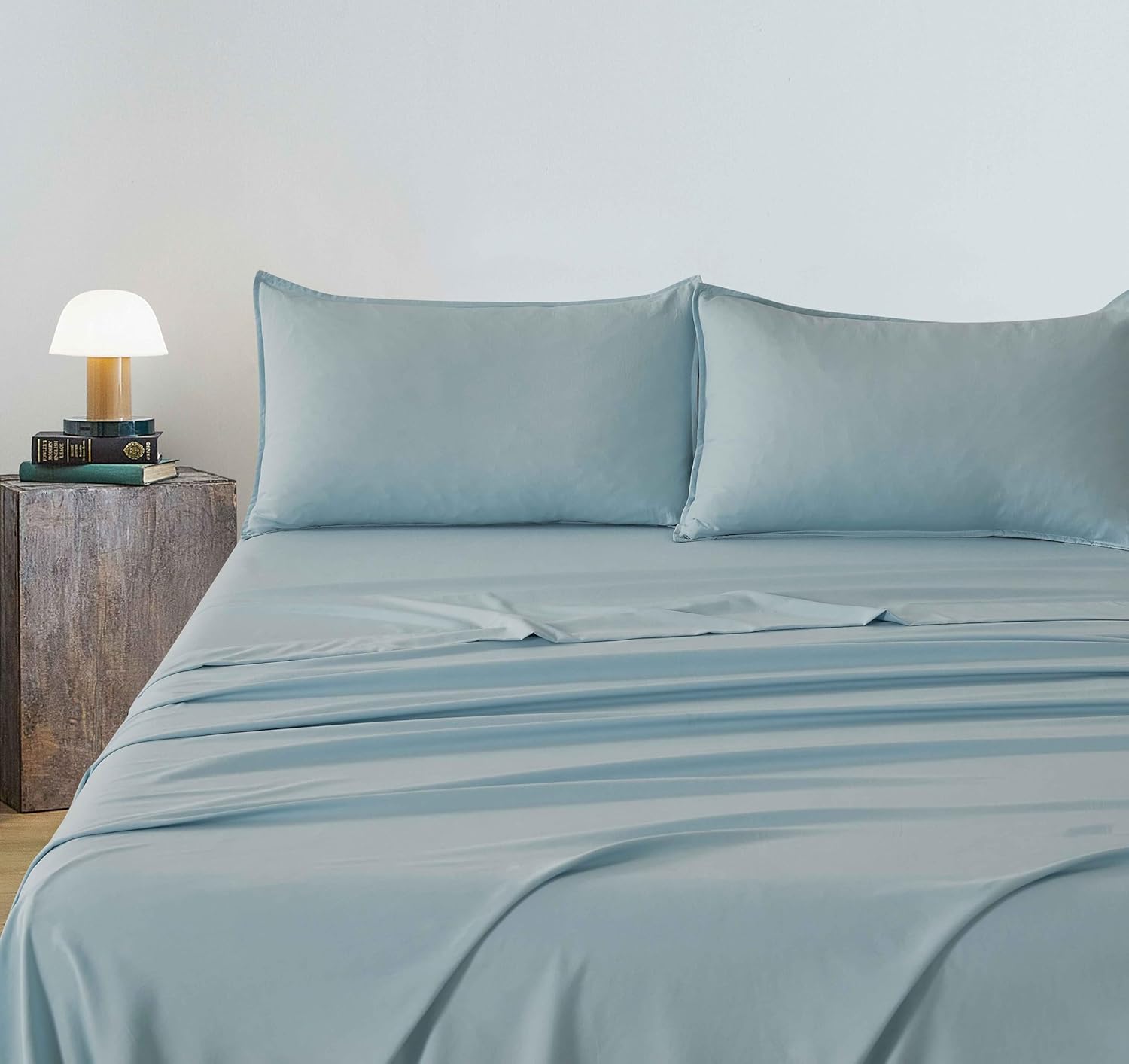 Vintage Washed Microfibre Sheet Set (Blue, Queen)