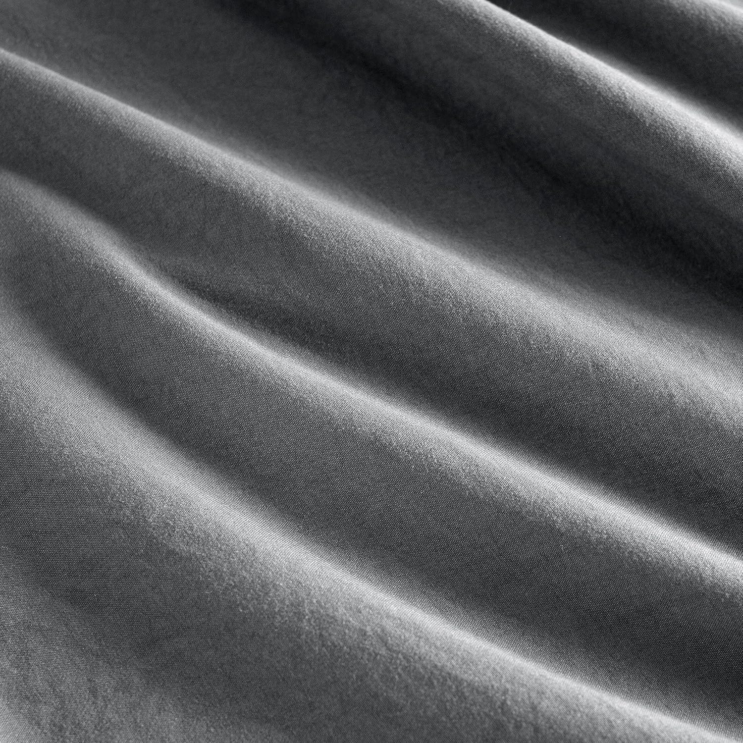 100% Vintage Washed Microfibre Fitted Sheet Set – Ultra Soft & Lightweight All-Season Fitted Sheet with 2 Pillowcases (Grey, King Size)