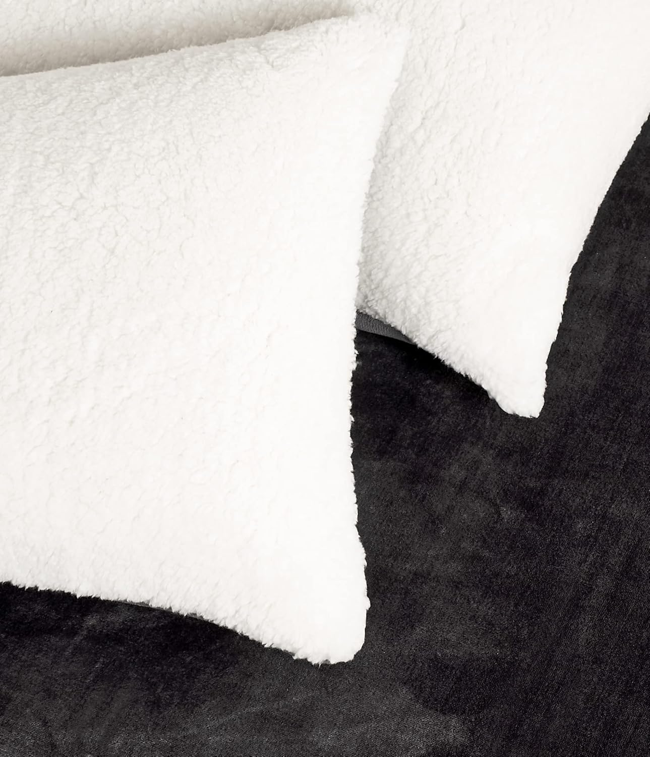 2-in-1 Teddy Sherpa Quilt Cover Set (King Size - Charcoal)