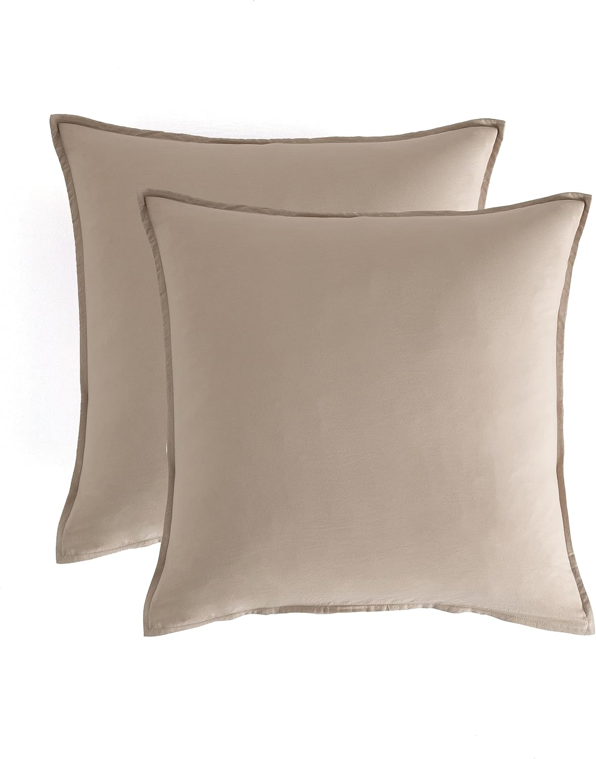 Vintage Washed Microfibre European Pillowcases - Set of 2 Luxurious European Pillow Covers - Linen