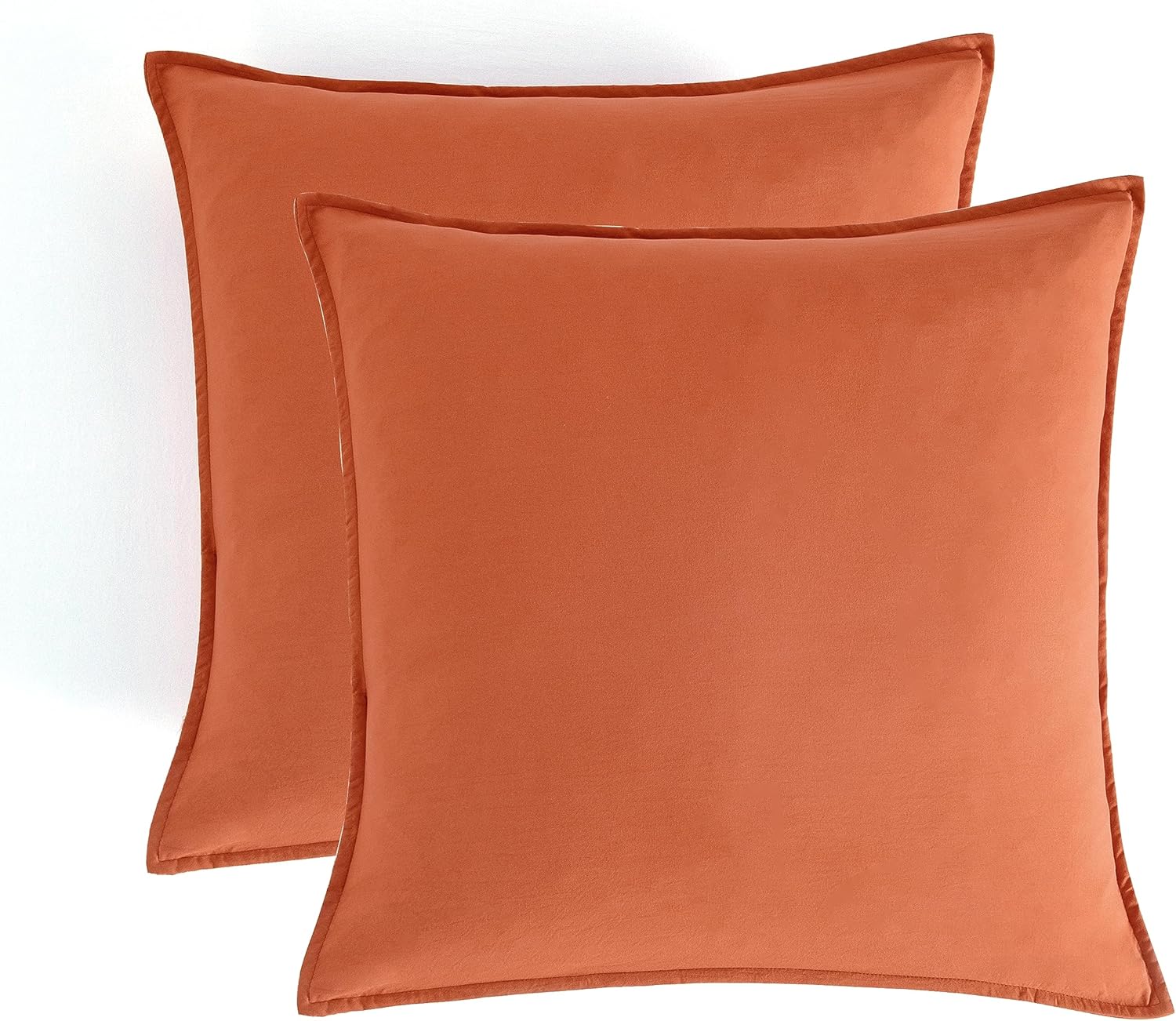 Vintage Washed Microfibre European Luxurious Pillowcases Set of 2 Terracotta