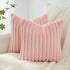 Faux Fur Cushion Covers - Chunky Embossed Flannel with Hidden Zipper - Pink, 45cm x 45cm (Pack of 2)