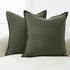 Linen Cushion Covers - 30% Linen 70% Cotton Blend, Soft & Breathable with Hidden Zipper Design - Khaki Green, 45cm x 45cm (Twin Pack)