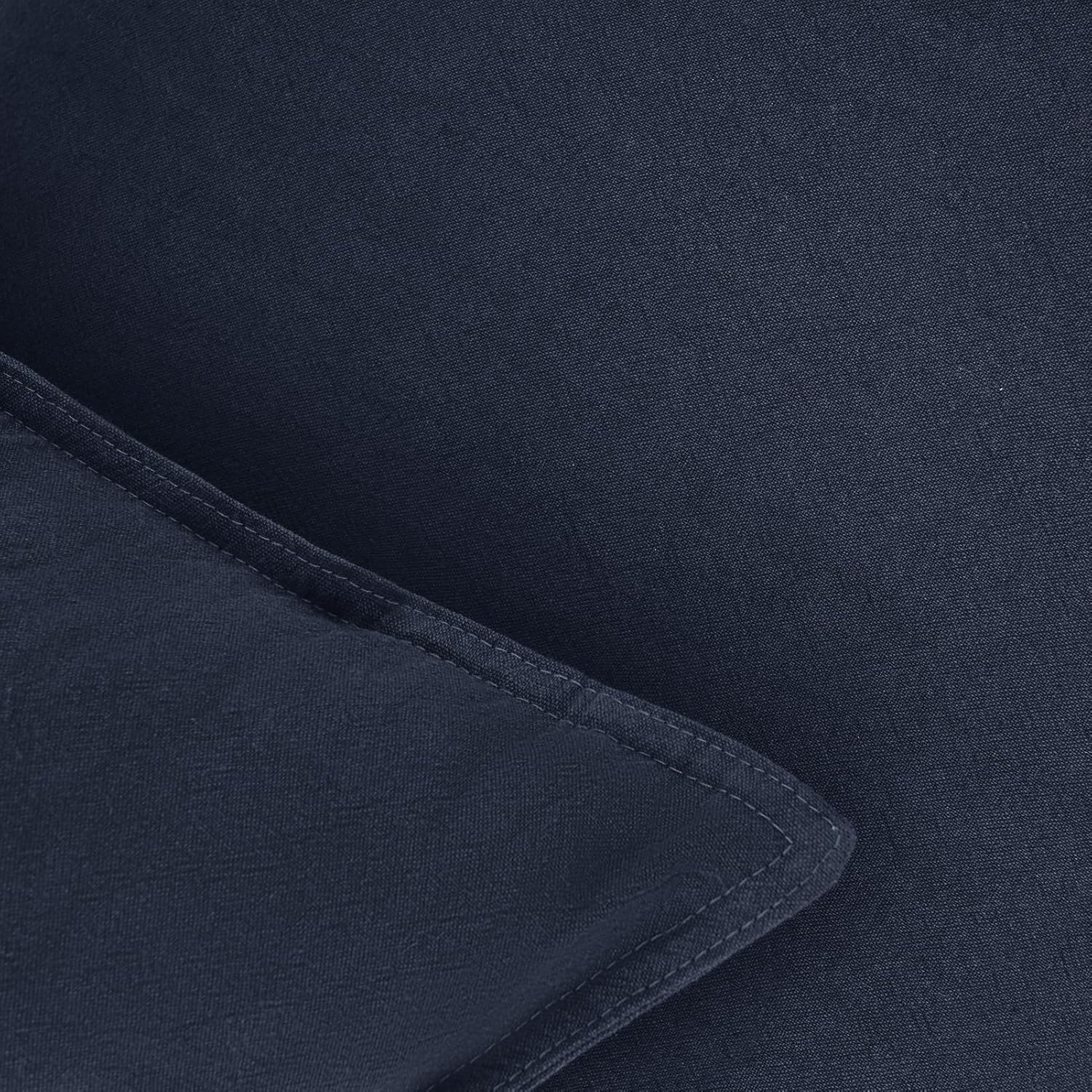 Linen Cushion Covers - 30% Linen 70% Cotton Blend, Soft & Breathable with Hidden Zipper Design - Navy Blue, 30cm x 50cm (Twin Pack)