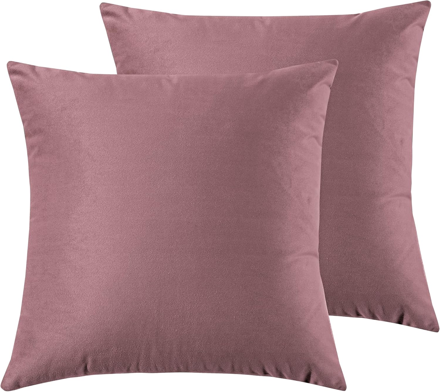 Twin-Pack Velvet Cushion Covers - Soft Microfibre Cushion Covers with Hidden Zipper (Blush, 45cm*45cm)