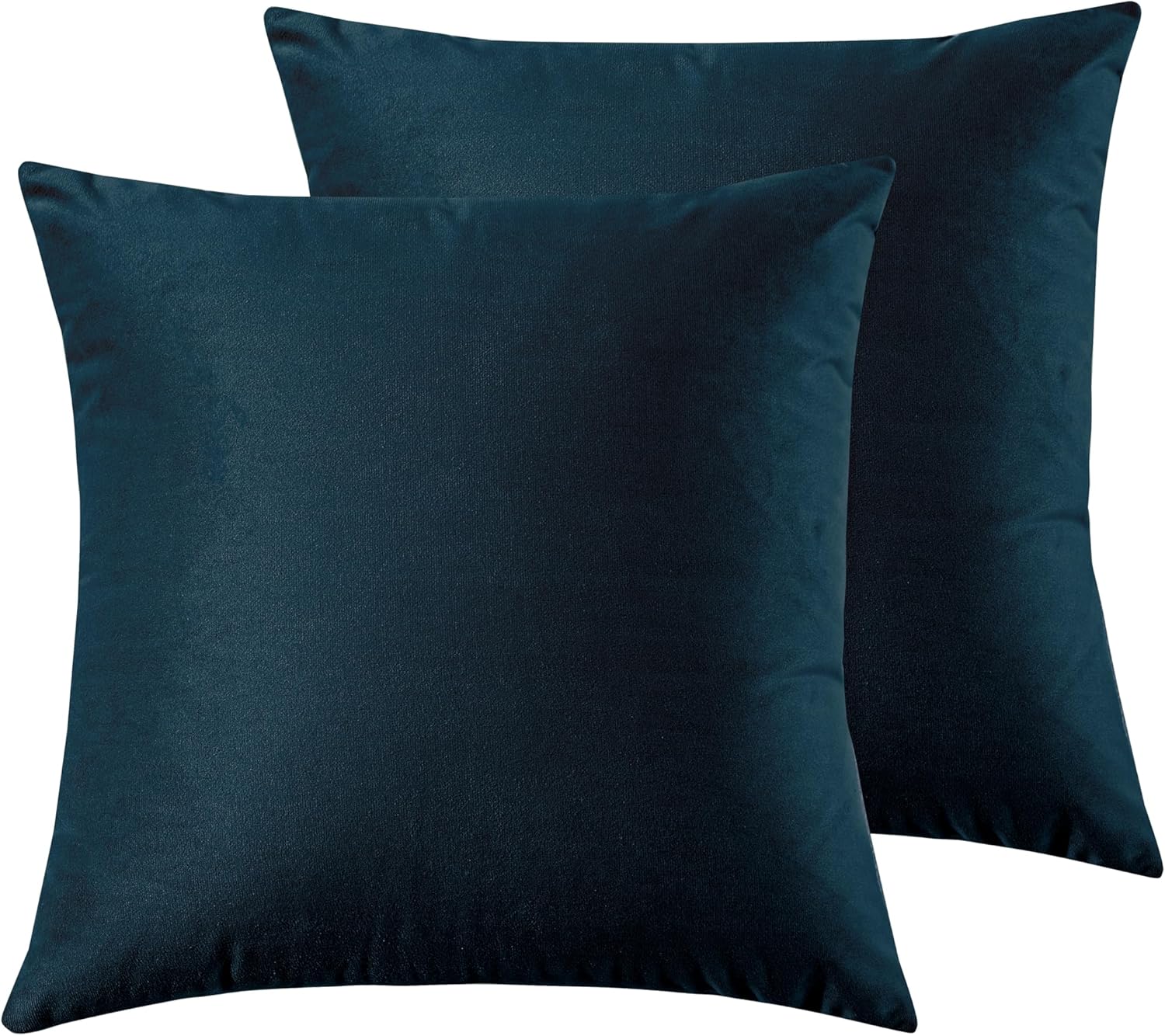 Twin-Pack Velvet Cushion Covers - Soft Microfibre Cushion Covers with Hidden Zipper (Dark Teal, 65cm*65cm)