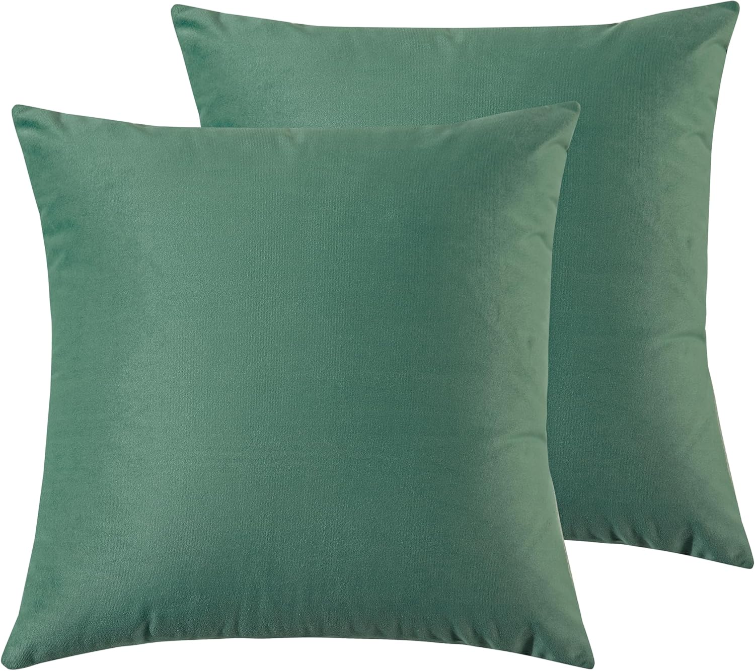 Twin-Pack Velvet Cushion Covers - Soft Microfibre Cushion Covers with Hidden Zipper (Sage, 65cm*65cm)