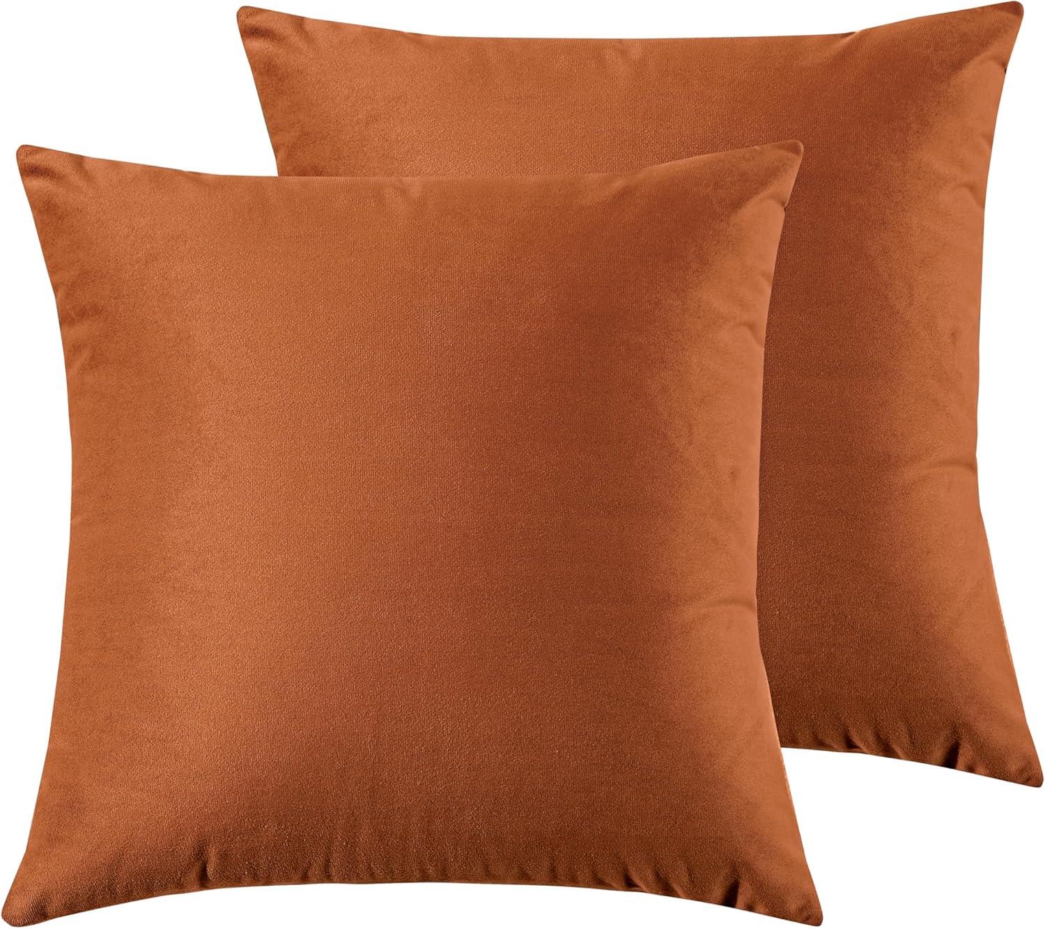 Twin-Pack Velvet Cushion Covers - Soft Microfibre Cushion Covers with Hidden Zipper (Terracotta, 45cm*45cm)