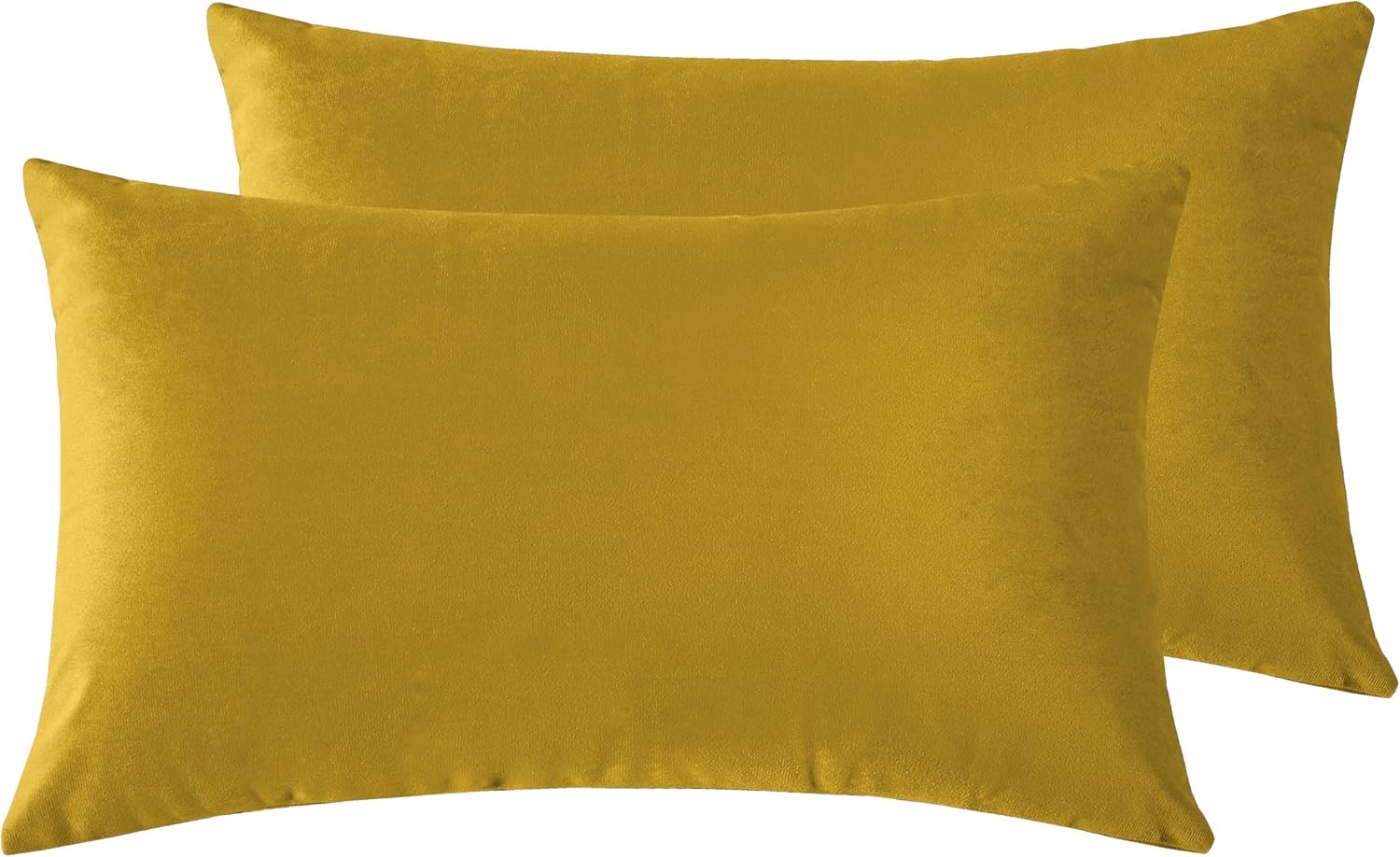 Twin-Pack Velvet Cushion Covers - Soft Microfibre Cushion Covers with Hidden Zipper (Yellow, 30cm*50cm)